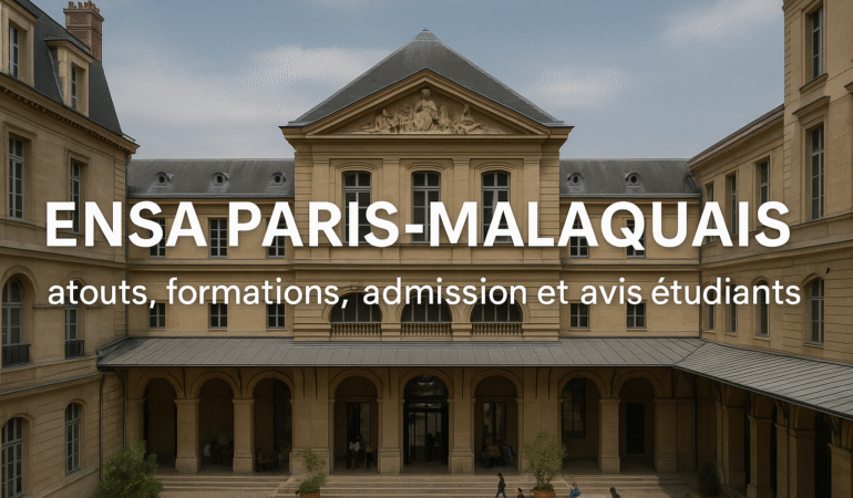 Vue de la cour historique de l’ENSA Paris-Malaquais avec son architecture classique, lieu emblématique des études d’architecture à Paris