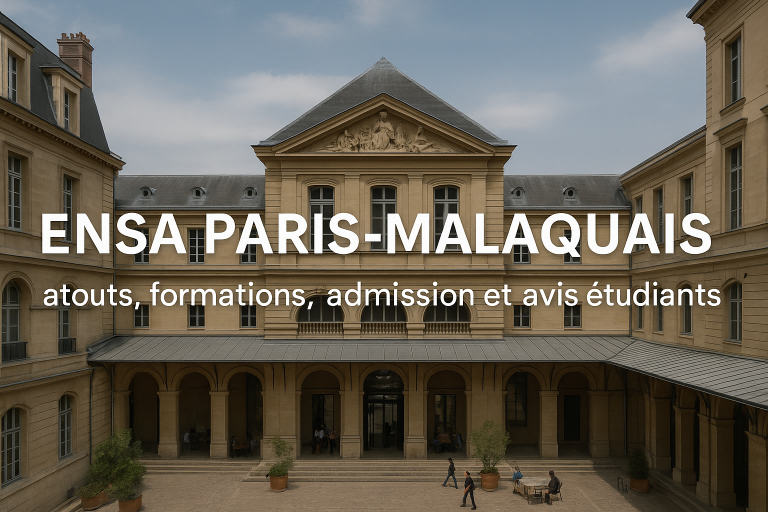 Vue de la cour historique de l’ENSA Paris-Malaquais avec son architecture classique, lieu emblématique des études d’architecture à Paris
