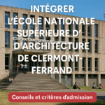 ENSA Clermont-Ferrand : façade principale de l’école d’architecture avec étudiants sur les marches