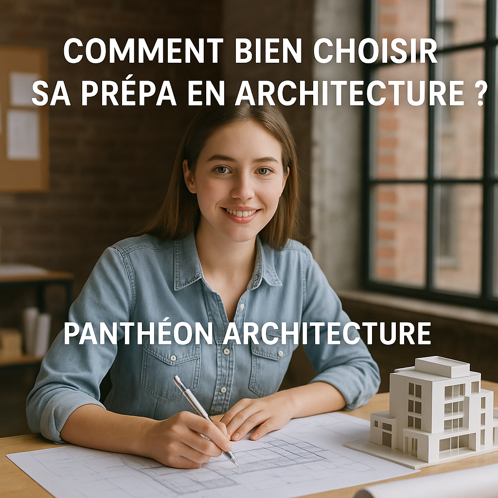Choisir une prépa architecture : étudiante concentrée sur un plan dans les locaux de Panthéon Architecture, école d'excellence en 2025