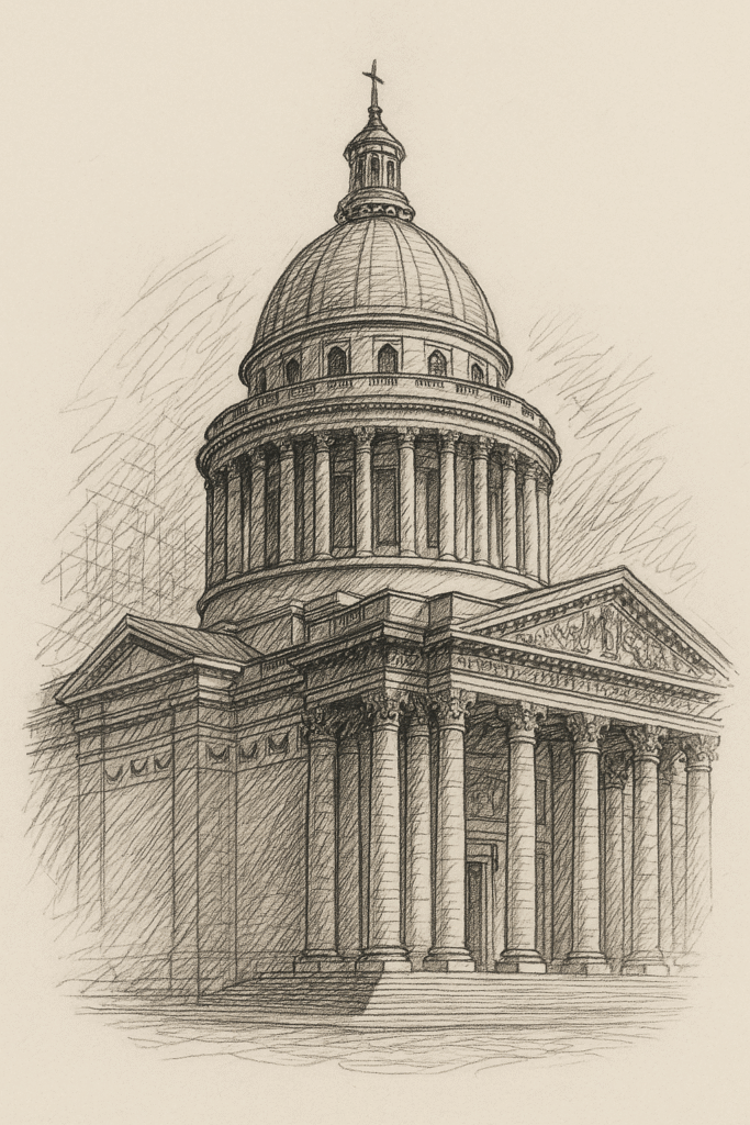 écoles d'architecture de paris_croquis du panthéon réalisé par un étudiant 