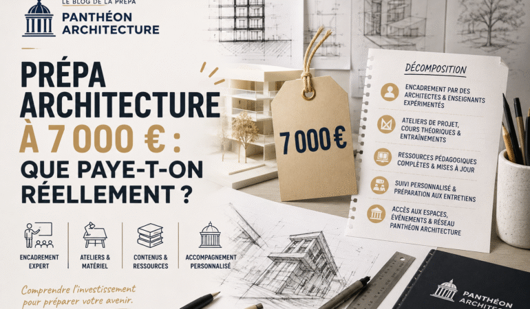 Illustration du coût d’une prépa architecture à 7 000 € et des services inclus