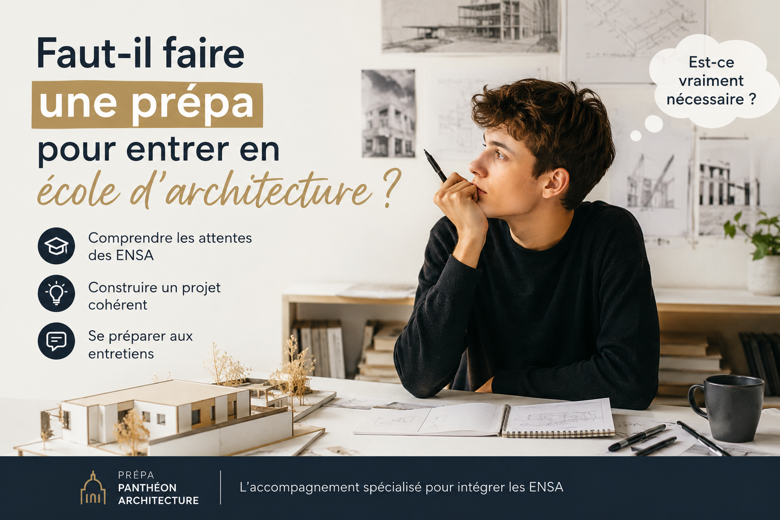 Étudiant préparant son admission en école d’architecture avec Prépa Panthéon Architecture